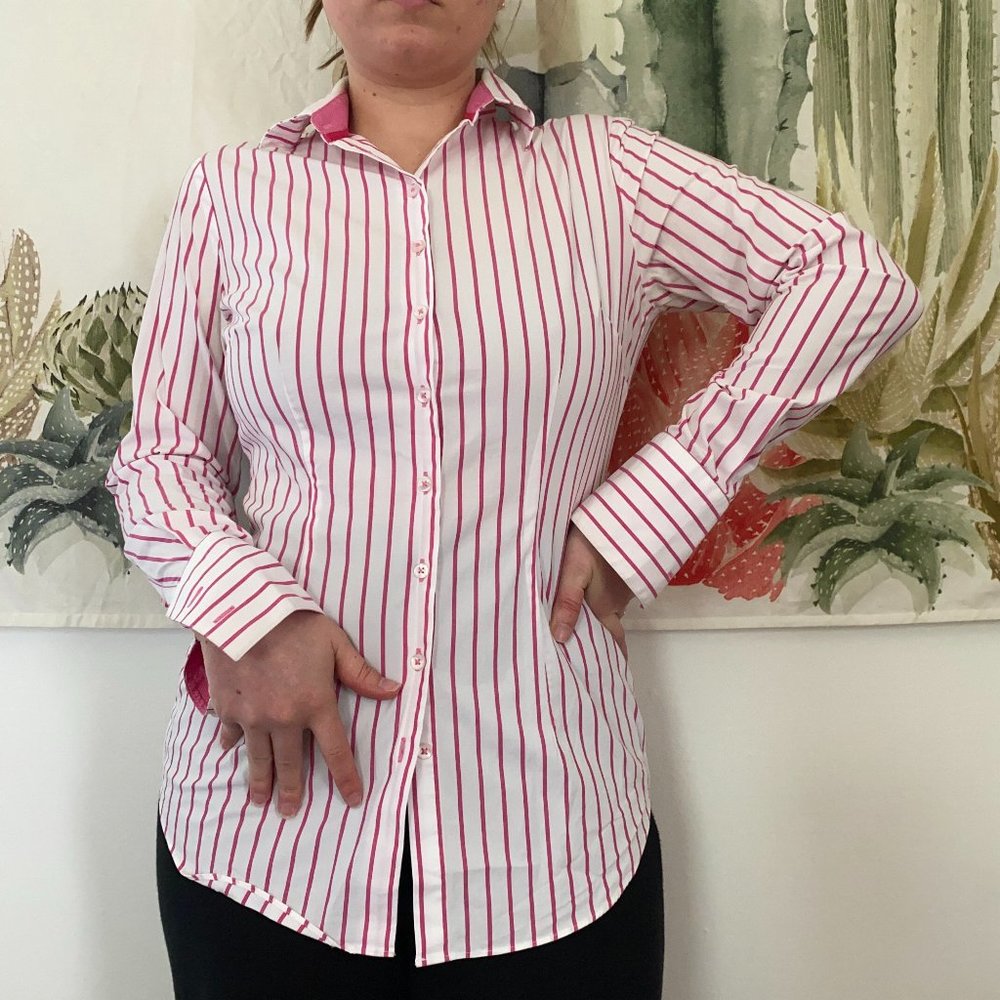 PINK AND WHITE BUTTON DOWN